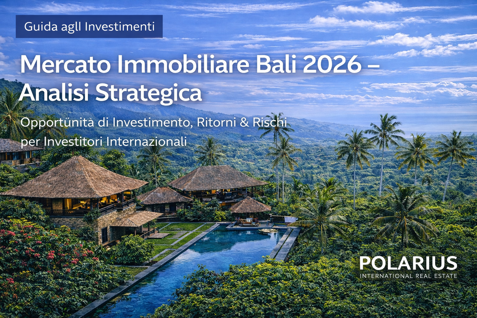 Ville di lusso e paesaggio tropicale a Bali che illustrano l’andamento del mercato immobiliare di Bali nel 2026 per acquirenti internazionali